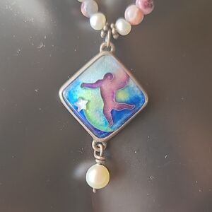 RICKY FRANK ARTISAN Elegant Blue and Purple Pendant Necklace